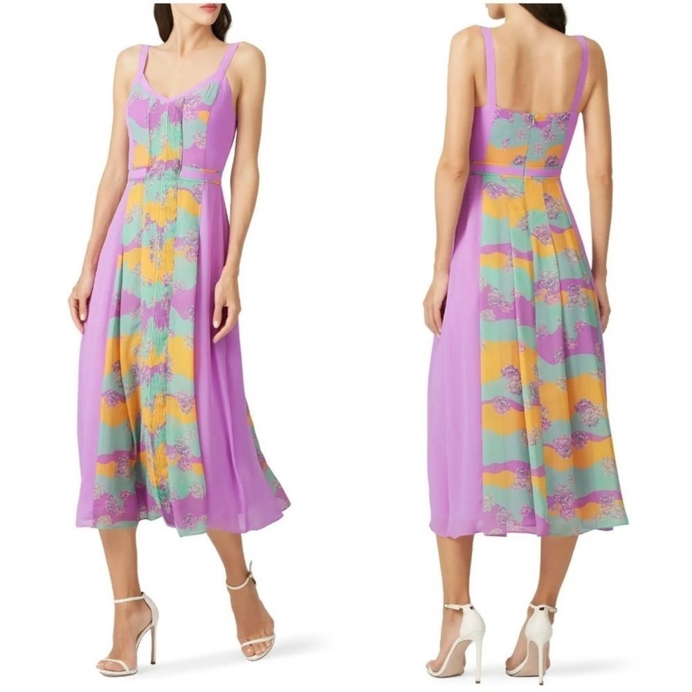Three Floor Pastel Plisse Midi Dress